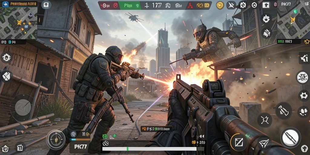 Tangkapan layar menampilkan aksi gameplay FPS yang mendebarkan.